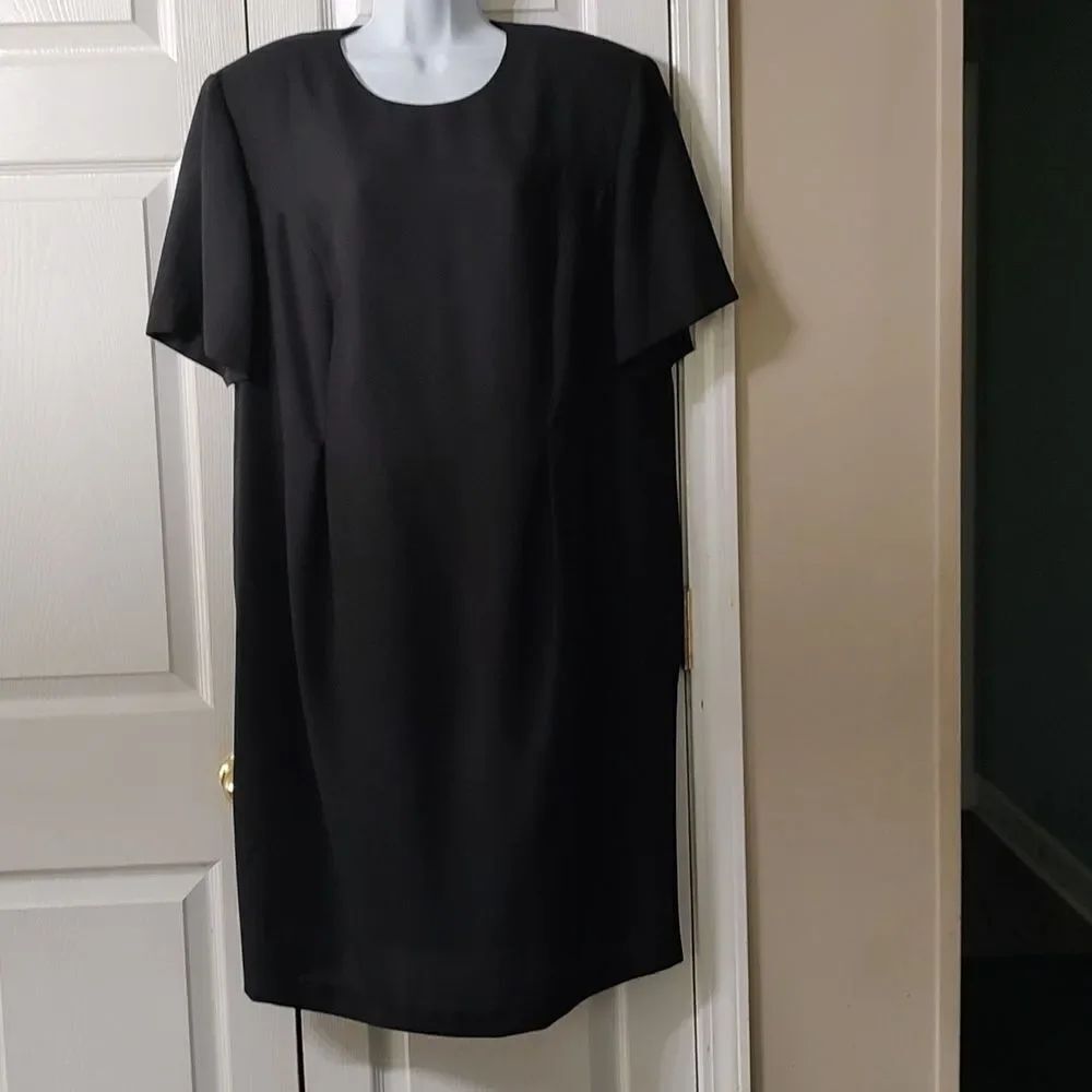 Leslie Fay vintage zxcblack casual sheath dress Sz 22WP Made in USA